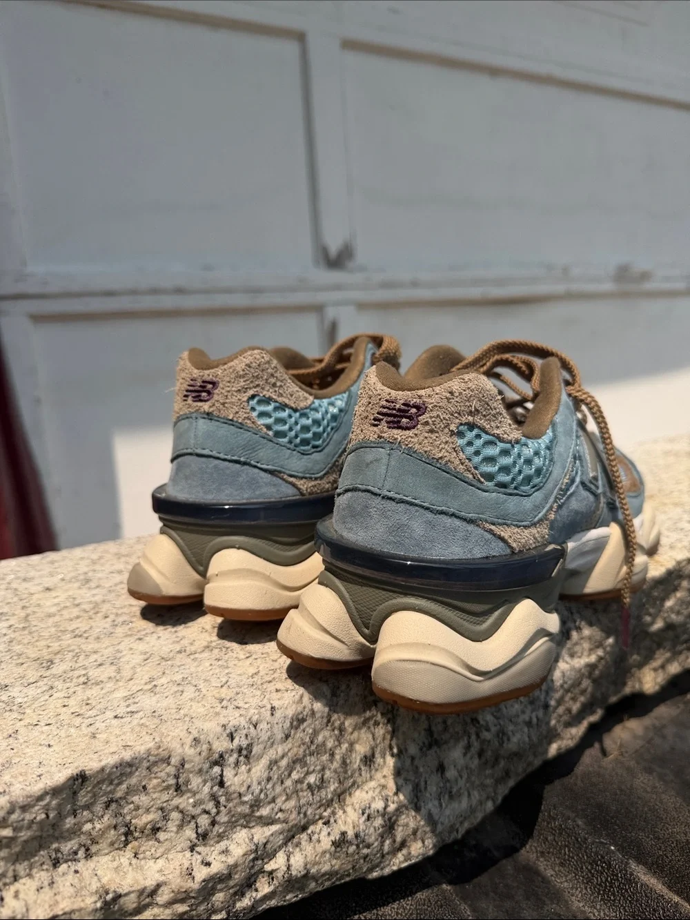 Bodega New Balance Light Blue and Brown Retro Runner Sneakers